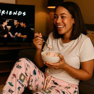 Vintage FRIENDS Pink Pajama Pants – Soft, Comfy & Perfect for Lounging